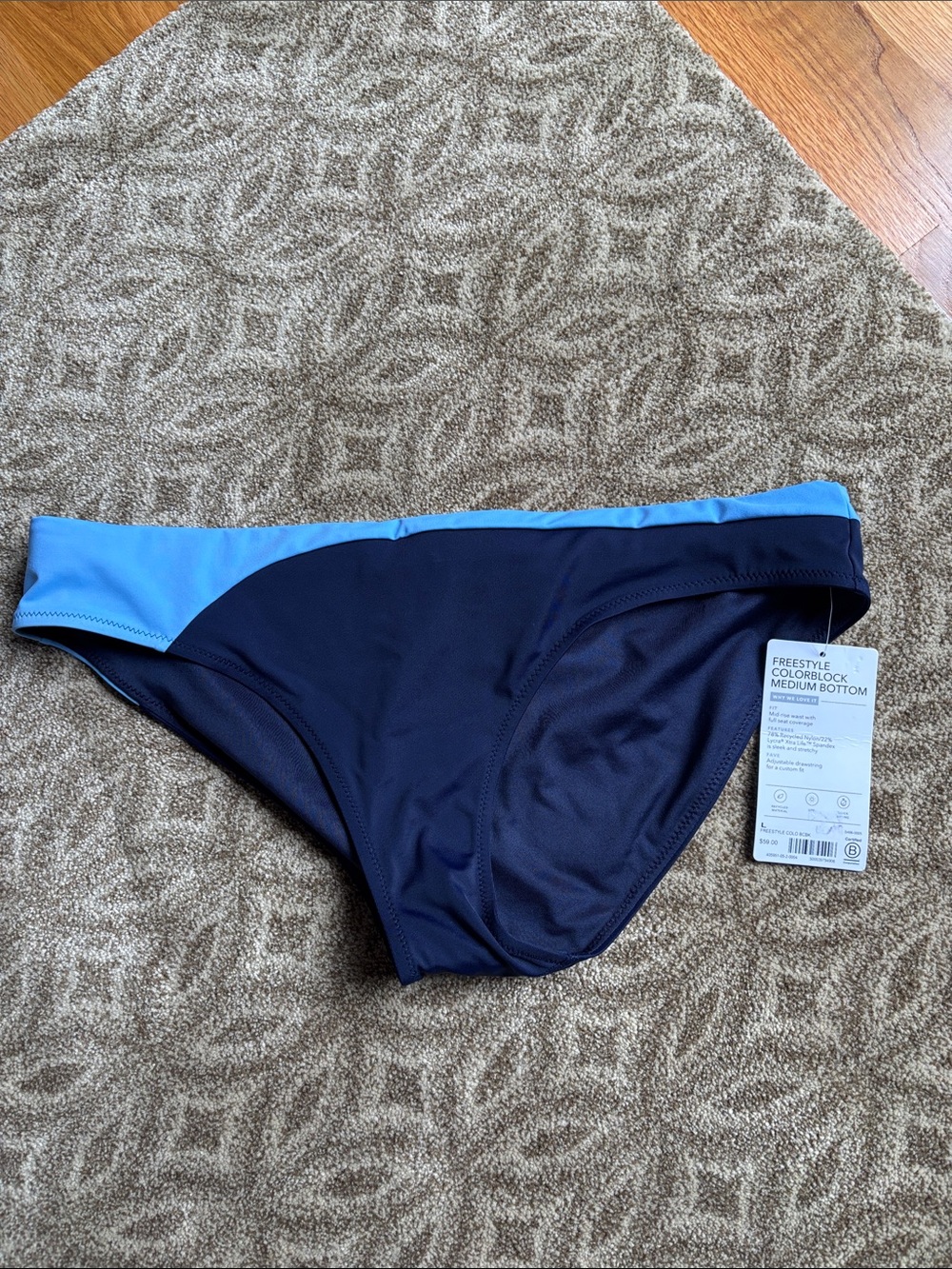 Athleta Navy Swim Bottoms with Light Blue Waistband